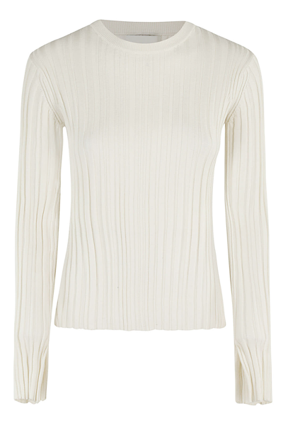 Loulou Studio Ribbed Top In Rice Ivory