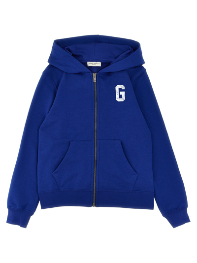 Golden Goose Kids' Logo Print Hoodie In Blue