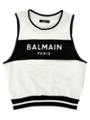 Balmain Recycled Blend Cotton Sweat Top In White/black