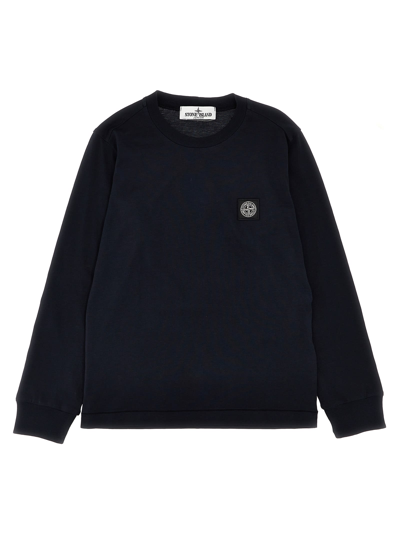 Stone Island Junior Kids' Compass-patch Cotton T-shirt In Navy Blue