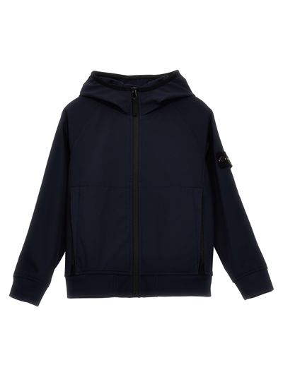 Stone Island Junior Kids' Compass-badge Hooded Bomber Jacket In Blue