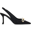 FERRAGAMO BLACK SOFT SUEDE SLINGBACK