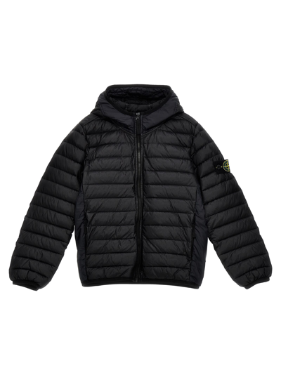 Stone Island Junior Kids' Down-paneled Hooded Jacket In Black