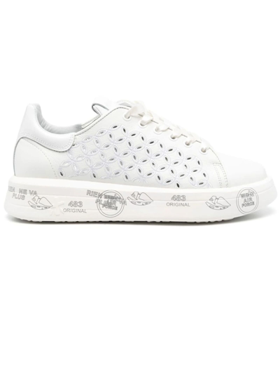 PREMIATA BELLE LACE-UP WHITE LEATHER SNEAKERS
