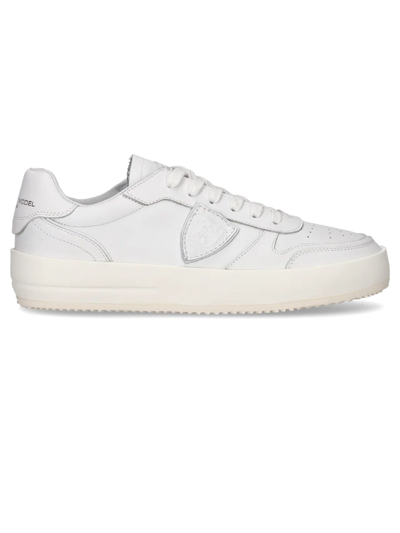 PHILIPPE MODEL NICE LOW-TOP SNEAKERS IN LEATHER, WHITE