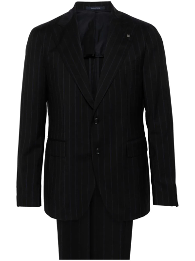 TAGLIATORE DARK BLUE PINSTRIPED DOUBLE-BREASTED WOOL SUIT