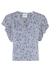 Isabel Marant Étoile Delocia Abstract-print V-neck Blouse In Bu Blue