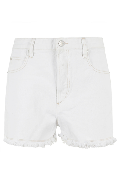 Isabel Marant Logo Patch Denim Shorts In Wh White