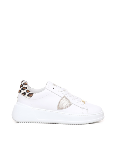 Philippe Model Paris Leopard Print Sneakers In White