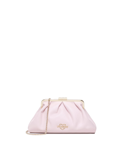 Love Moschino Shoulder Bag With Logo Plaque In Pink