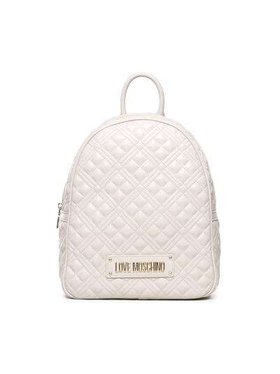 Love Moschino Logo Lettering Quilted Backpack In White