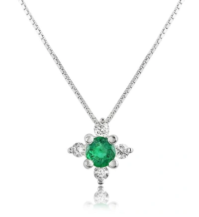 Gucci Necklaces Diamond And Emerald Flower 18k Gold Pendant Necklace