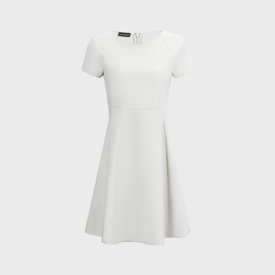 Emporio Armani Short-sleeved Dress In Milano-stitch Fabric In White