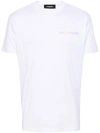 Dsquared2 'palm Beach' White Crewneck T-shirt With Multicolor Logo Print In White