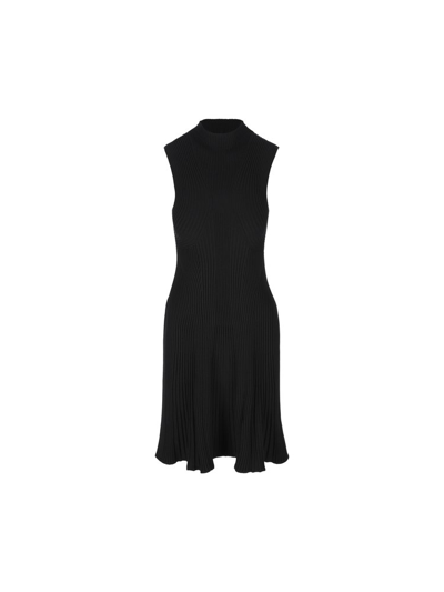 Chloé Mock-neck Sleeveless Rib Knit Dress In Black