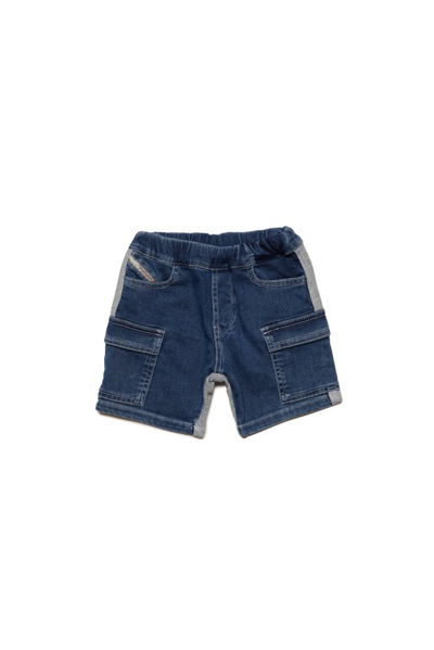 Diesel Kids Pquartyb Logo Patch Panelled Shorts In Multi