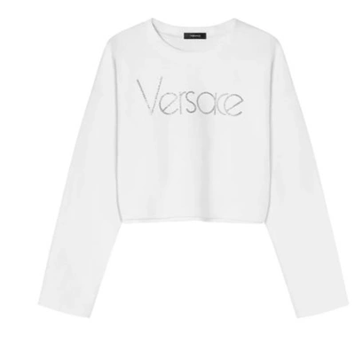 Versace 1978 Re-edition Logo Crop Sweatshirt In White