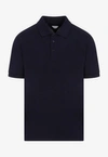 Bottega Veneta Blue Polo With Classic Collar And Embroidered Logo On The Front In Tone On Tone Cotto In Blue