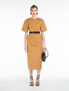 Max Mara Cotton Dungarees-style Skirt In Tobacco