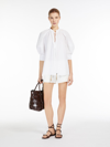 Max Mara Cotton Shirt With Balloon Sleeves In Optical White
