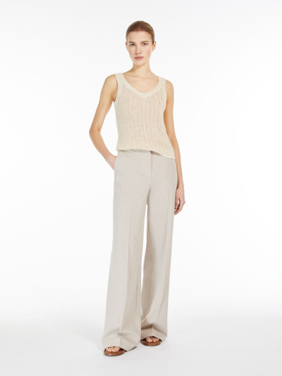 Max Mara Sequoia Linen Wide Pants In Light Beige