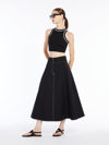 Max Mara Flared Skirt In Cotton And Linen In Black