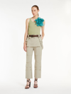 Max Mara Viscose Yarn Ribbed Top In Kaki