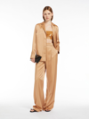Max Mara Flowing Satin Trousers In Hazelnut Brown