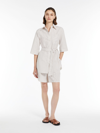 Max Mara Cotton Seersucker Shorts In Ecru