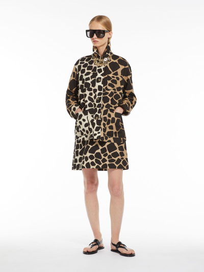 Max Mara Cotton-linen Animal Print Jacket In Black