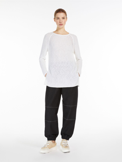 Max Mara Giolino Boatneck Linen Sweater In White