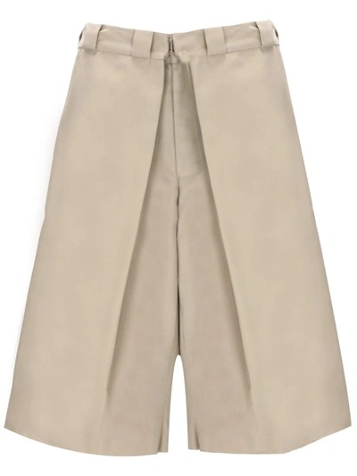 Givenchy Extra Wide Chino Bermuda Shorts In Canvas In Beige