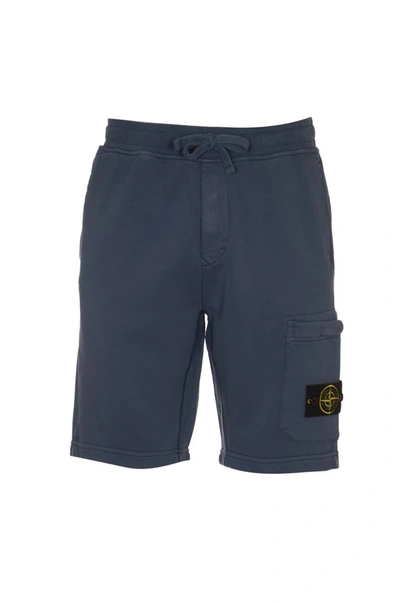 Stone Island Blue Bermuda Shorts With Cargo Pocket In V0024 Dark Blue