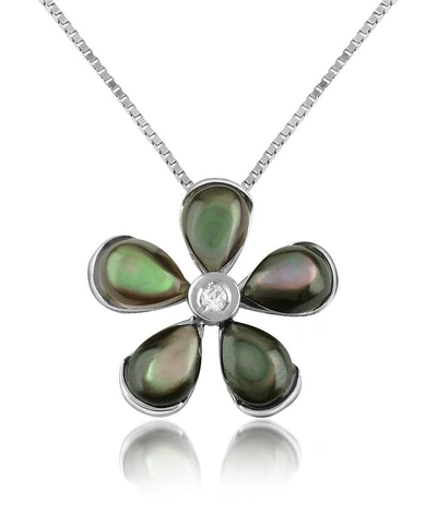Gucci Necklaces Diamond Gemstone Flower 18k Gold Pendant Necklace In Nacre Noire