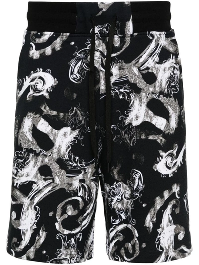 Versace Jeans Couture Barocco-printed Drawstring Track Shorts In Black