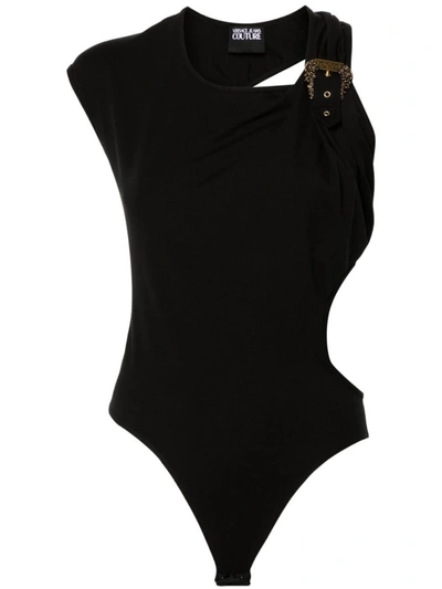 Versace Jeans Couture Cut-out Detailed Bodysuit In Black