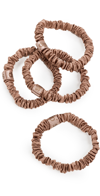 SLIP SKINNY SCRUNCHIES SET OF 4 LIGHT BROWN