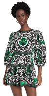 ALICE AND OLIVIA SHAYLA TIERED DRESS MONARCH LIGHT EMERALD