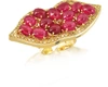 BERNARD DELETTREZ DESIGNER RINGS BIG MOUTH W/CABOCHON RUBIES GOLD RING