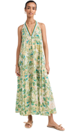 Poupette St Barth Nava Floral Cotton Maxi Dress In Green Orchid