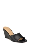 Nine West Niya Womens Faux Leather Printed Wedge Sandals In Black