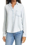 Rails Ingrid Raw-edge Button-front Chambray Shirt In Light Acid Wash