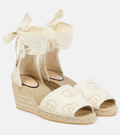 Gucci Interlocking G Canvas Espadrilles Wedges In White