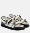 JIMMY CHOO ELYN LEATHER-TRIMMED CANVAS SANDALS