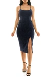 Speechless Juniors Womens Fitted Midi Bodycon Dress In Navy