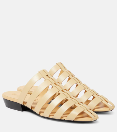 Loro Piana Kaede Leather Sandals In Beige