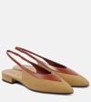 LORO PIANA REBECCA LEATHER-TRIMMED SLINGBACK FLATS