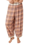 Free People Fallin' For Flannel Lounge Pants In Tan Combo In Tan Combo
