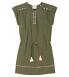 Scotch & Soda Neon Pop Embroidered Cotton Dress In Green