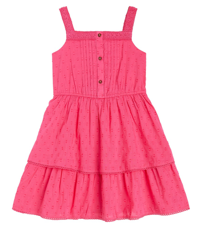Scotch & Soda Kids' Lace-trimmed Embroidered Cotton Dress In Pink